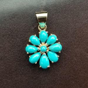 S•K 18K Gold Turquoise Sleeping Beauty Pendant